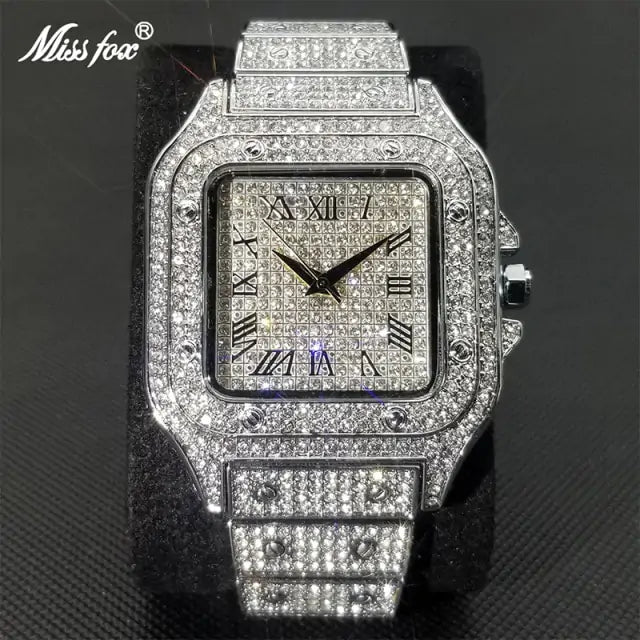 MISSFOX Ice Out Watch For Men